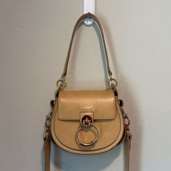 CHLOE Tess Calfskin Leather Crossbody Bag in Bleached Brown w Gold Hardware EUC - Picture 6 of 16